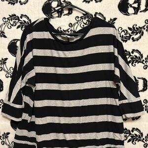 Striped Black and Gray Women's Top
